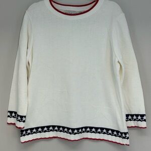 White Stag White Red Blue Knit sweater stars size large 12/14 4th of July